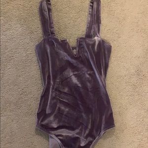 Purple velvet bodysuit